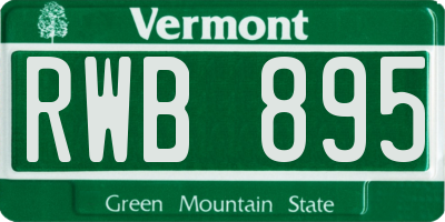 VT license plate RWB895