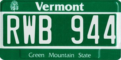 VT license plate RWB944