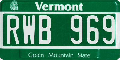 VT license plate RWB969