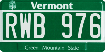 VT license plate RWB976