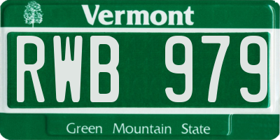 VT license plate RWB979
