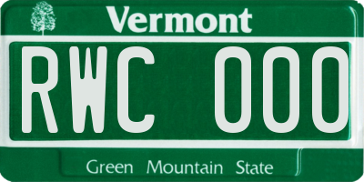 VT license plate RWC000