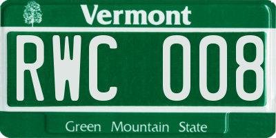 VT license plate RWC008