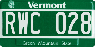 VT license plate RWC028