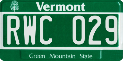 VT license plate RWC029