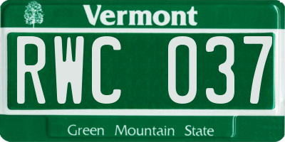 VT license plate RWC037