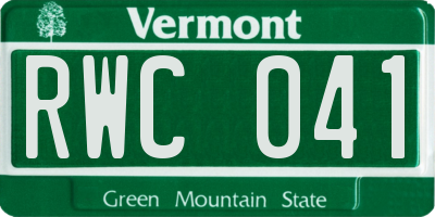 VT license plate RWC041