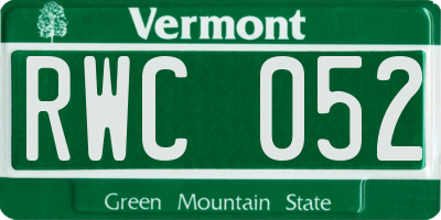 VT license plate RWC052