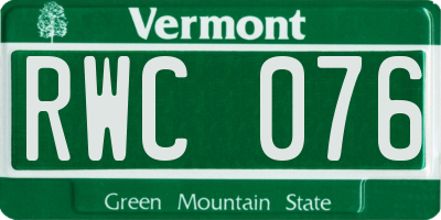 VT license plate RWC076