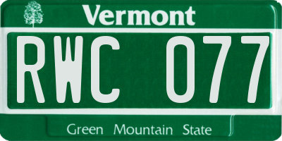 VT license plate RWC077