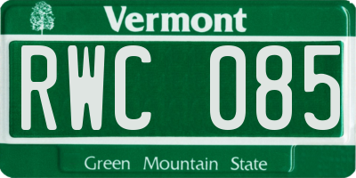 VT license plate RWC085