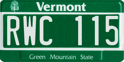 VT license plate RWC115