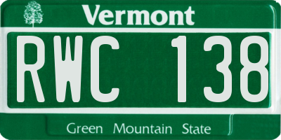 VT license plate RWC138