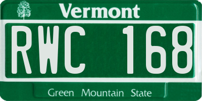 VT license plate RWC168