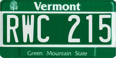 VT license plate RWC215