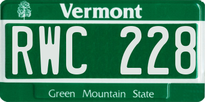 VT license plate RWC228