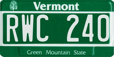 VT license plate RWC240