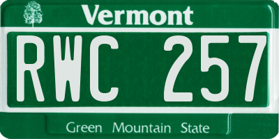VT license plate RWC257