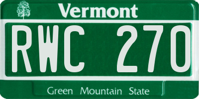 VT license plate RWC270
