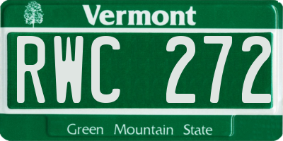 VT license plate RWC272