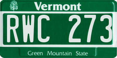 VT license plate RWC273