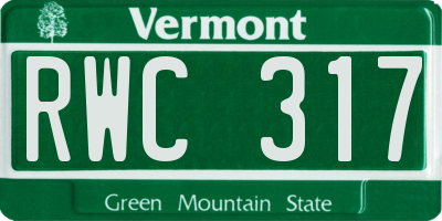 VT license plate RWC317