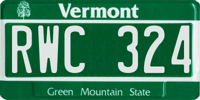 VT license plate RWC324