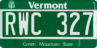 VT license plate RWC327