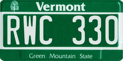 VT license plate RWC330