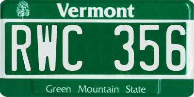VT license plate RWC356