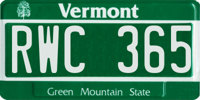 VT license plate RWC365