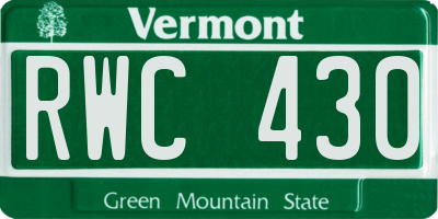 VT license plate RWC430