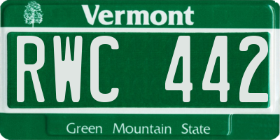 VT license plate RWC442