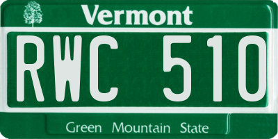 VT license plate RWC510