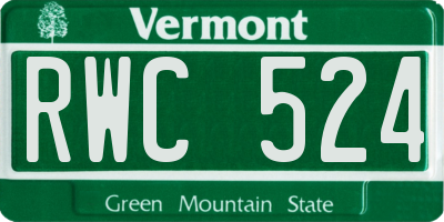 VT license plate RWC524