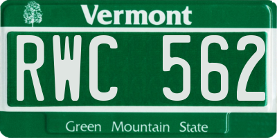 VT license plate RWC562