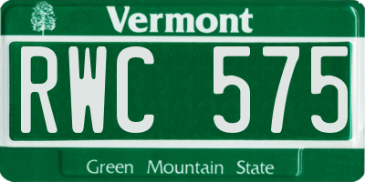 VT license plate RWC575