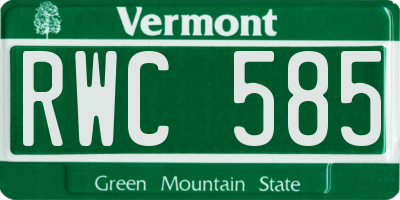 VT license plate RWC585