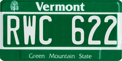 VT license plate RWC622
