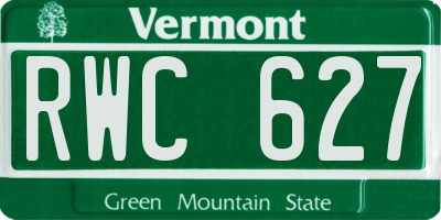 VT license plate RWC627