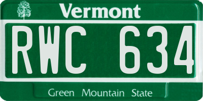 VT license plate RWC634