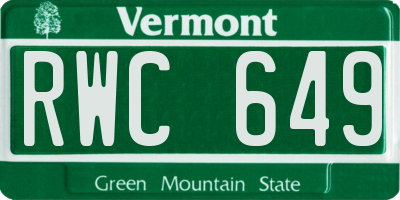 VT license plate RWC649