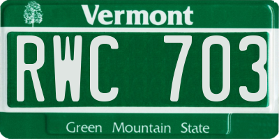 VT license plate RWC703