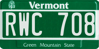 VT license plate RWC708