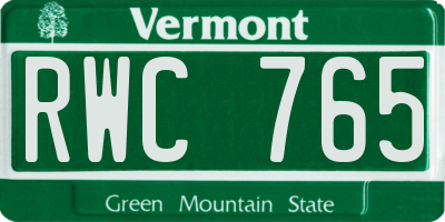 VT license plate RWC765
