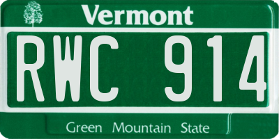 VT license plate RWC914