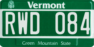 VT license plate RWD084