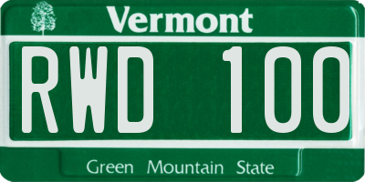 VT license plate RWD100
