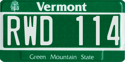 VT license plate RWD114