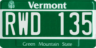 VT license plate RWD135
